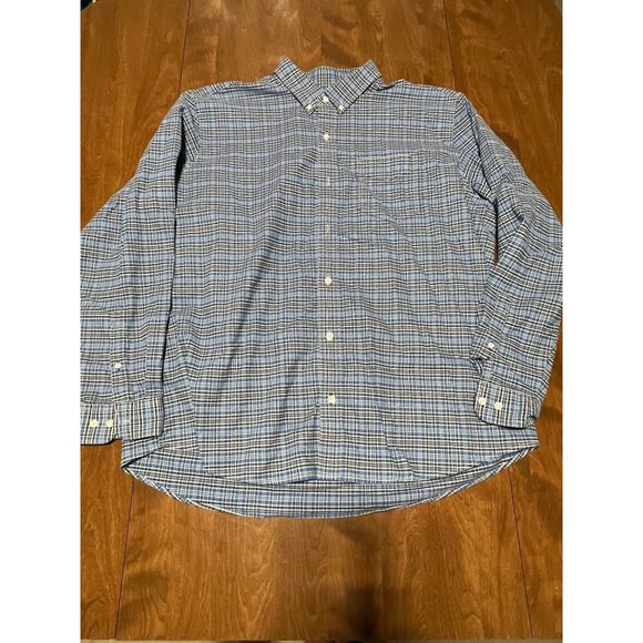 L.L. Bean Traditional Fit Blue Plaid Button Down Long Sleeve Men's Shirt XL - Picture 1 of 7